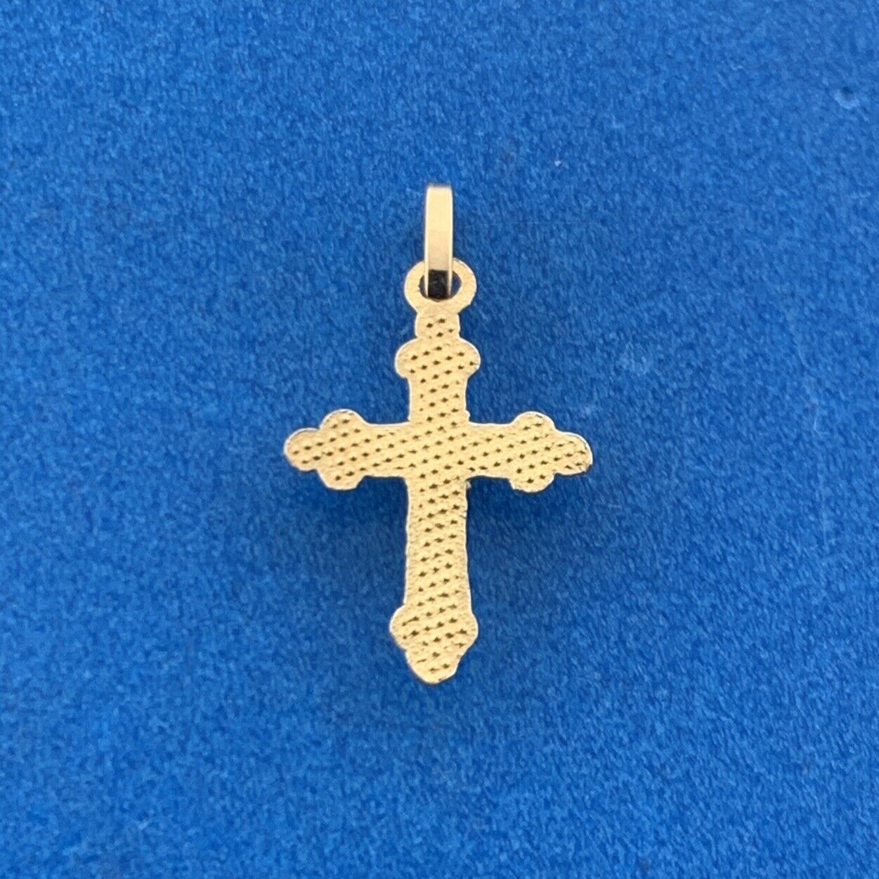 Charming 14K Yellow Gold Cubic Zirconia Cross Communion Petite Charm Pendant