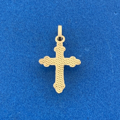 Charming 14K Yellow Gold Cubic Zirconia Cross Communion Petite Charm Pendant