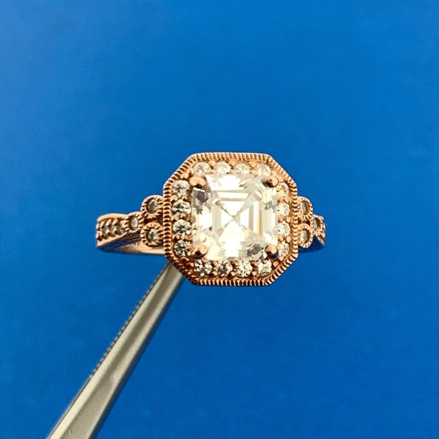 Designer 925 Sterling Silver Rose Gold Vermeil Cubic Zirconia Halo Bridal Set