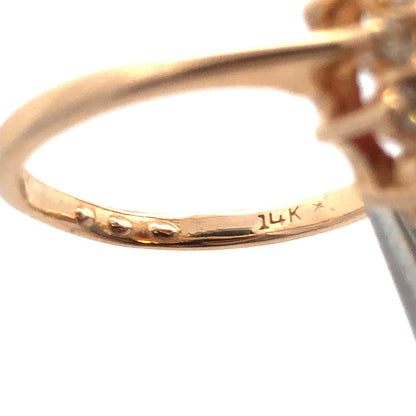 Designer 14K Yellow Gold Pear Red Tourmaline Cubic Zirconia Halo Cocktail Ring