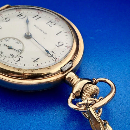Vintage 1909 Waltham 15j Grade 165 Pocket Watch Gold Filled Case