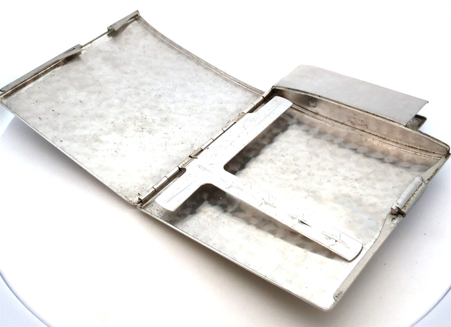 Mid Century Modern Ronson Escort Silver Toned Combo Cigarette Lighter & Case