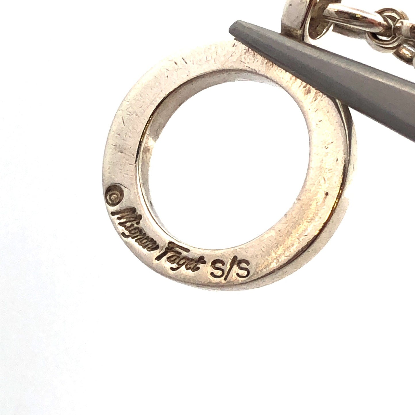 925 Sterling Silver Retired Mignon Faget Rainbow Moonstone Chain Toggle Bracelet