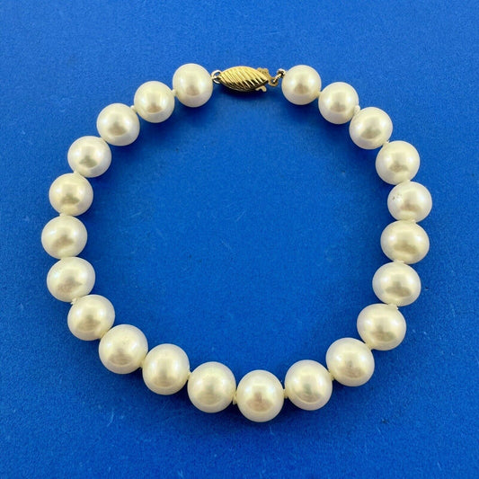 Designer Honora 14K Yellow Gold Hand Knotted Pearl Bead Bracelet