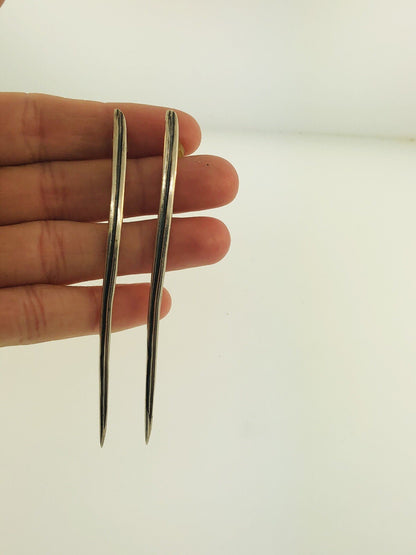 Vintage Mignon Faget 14K Yellow Gold Sterling Silver Thorn Statement Earrings
