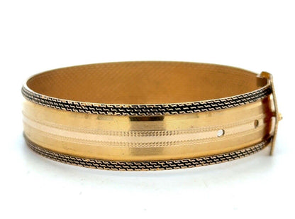 Vintage Hayward 10K Yellow Gold-Filled Belt Buckle Textured Bangle Bracelet