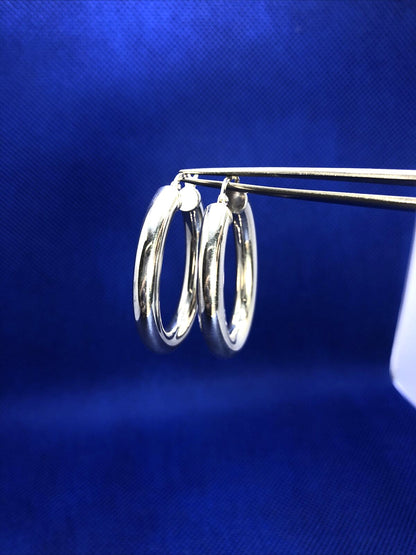 Designer Italy 925 Sterling Silver Large Polished Tubular Oval Hoop Earrings