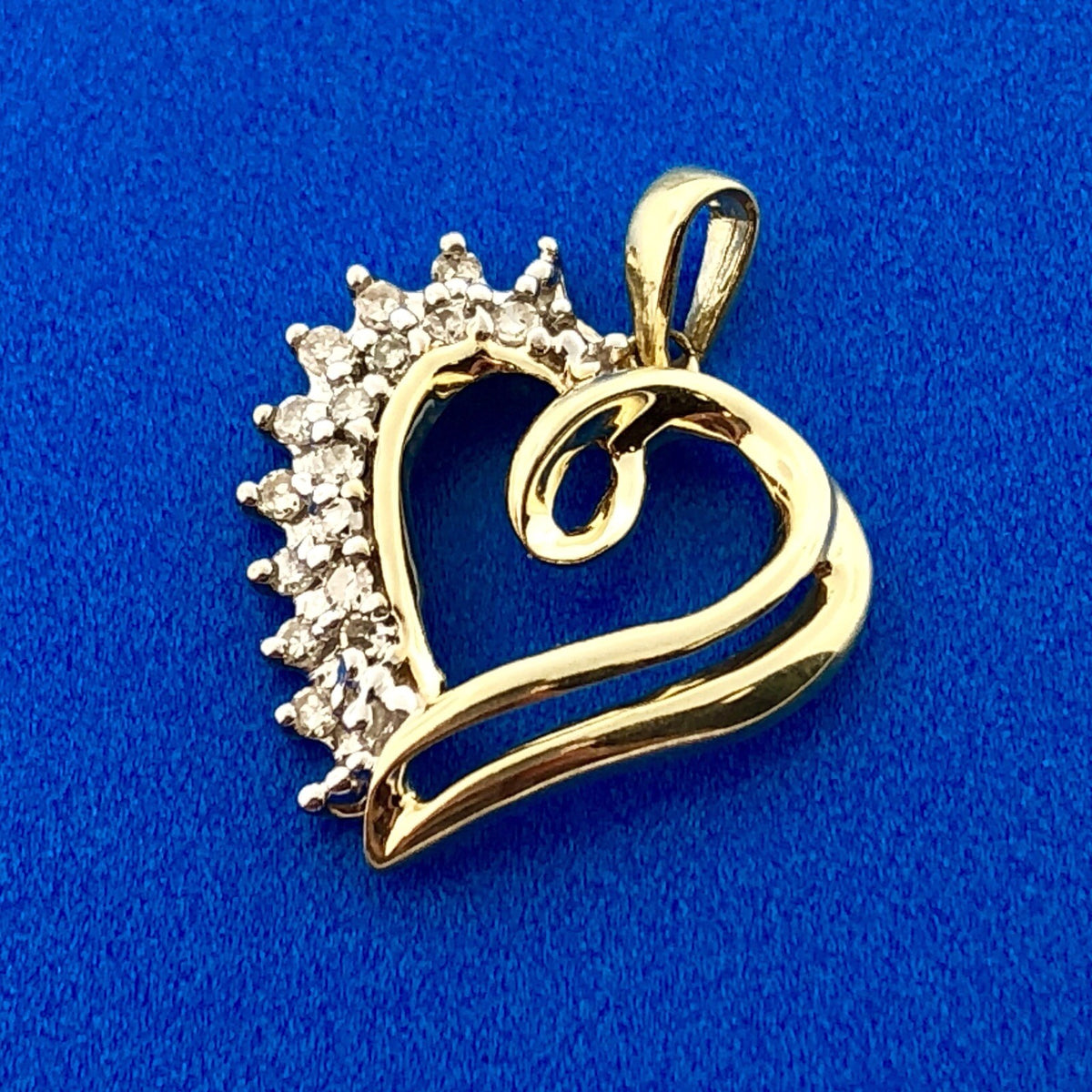 10K Yellow Gold Diamond Heart Anniversary Promise Sweetheart Drop Pendant