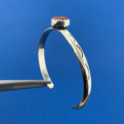 Old Pawn Native American 925 Sterling Silver Coral Child's Storyteller Bracelet