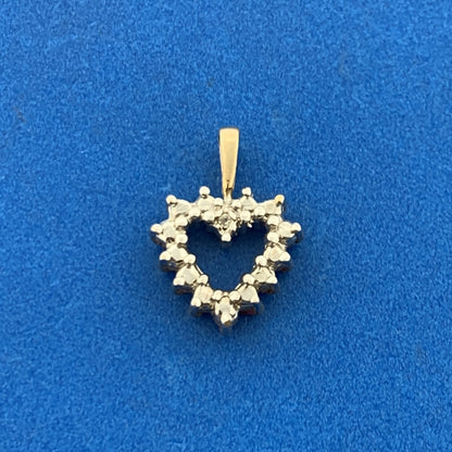Gorgeous 10k Yellow Gold Round Cut Red Ruby Romantic Open Heart Pendant