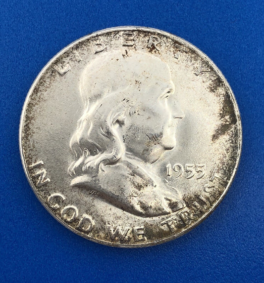 1955 P Silver Franklin Half Dollar BU Philadelphia Mint 90% Key Better Date