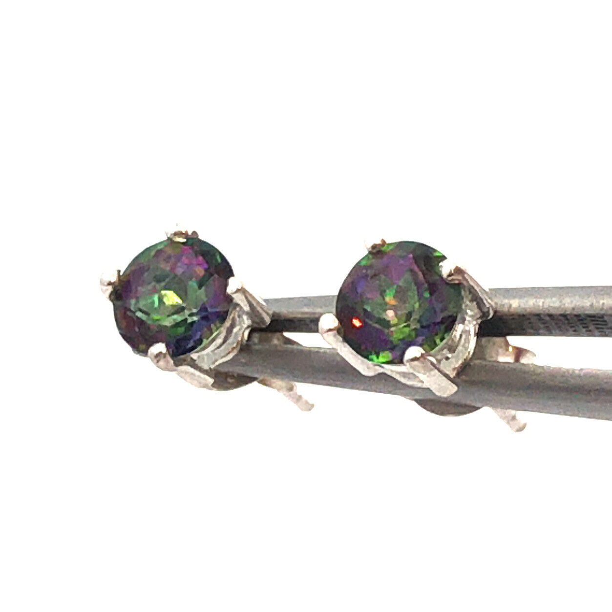 925 Sterling Silver Round Mystic Topaz 5mm Stud Earrings