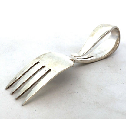 Designer Tiffany & Co. 925 Sterling Silver Curved Handle Baby Fork