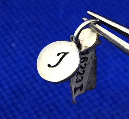 PST Sterling Silver Initial Letter J Alphabet Small Round Pendant Petite Charm
