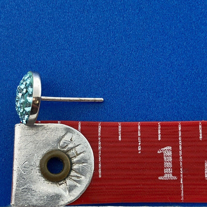 Designer 925 Sterling Silver Aqua Cubic Zirconia CZ Circle Stud Earrings