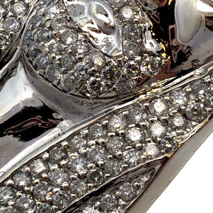 14K White Gold Round Pave Diamond Jesus Christ Face Statement Pendant