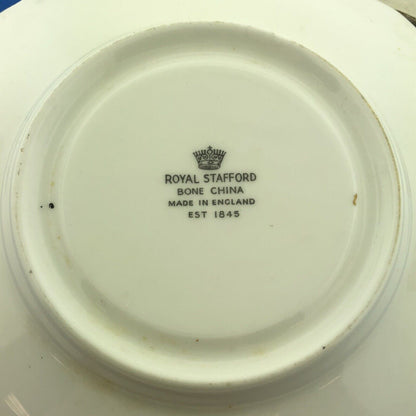 Royal Stafford English Bone China Yellow Rose Black Gold Floral Tea Cup/Saucer