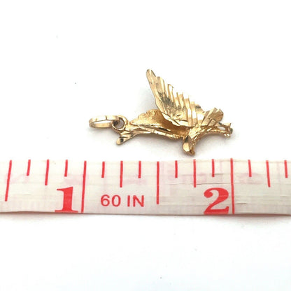 Designer 14K Yellow Gold Flying Eagle United States Patriotic Charm Pendant