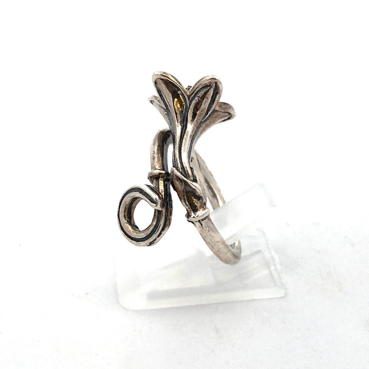 Designer Mignon Faget Sterling Silver Lily Collection Lily Flower Bypass Ring