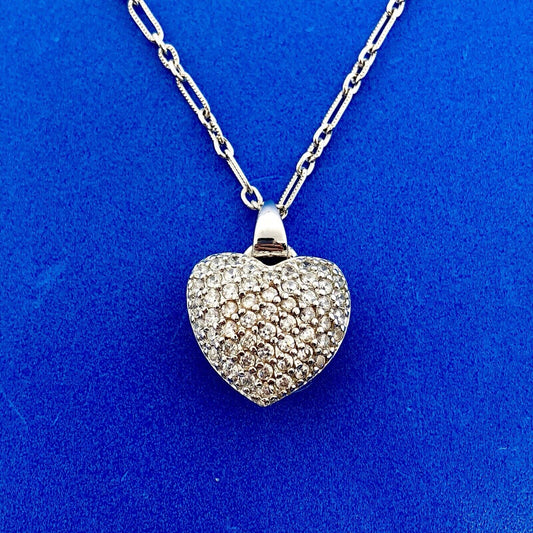 Jacmel Mauritius JCM Sterling Silver 925 Cubic Zirconia Heart Pendant Necklace