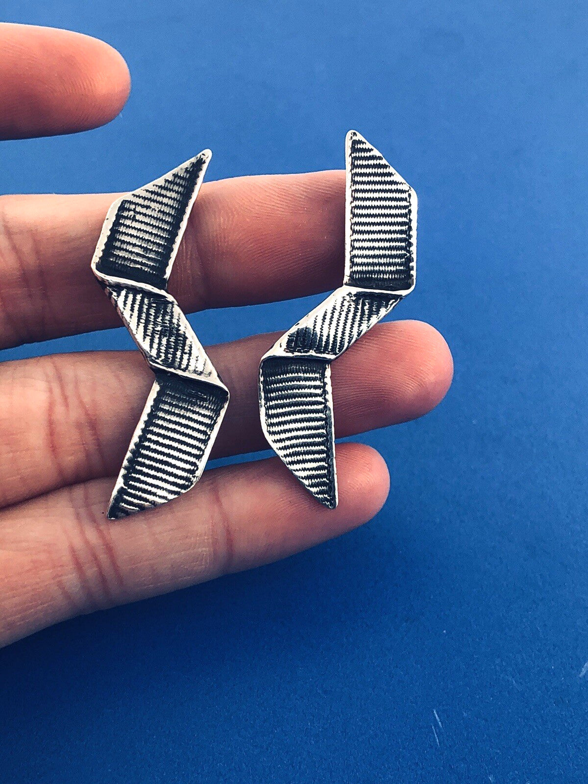 Vtg Mignon Faget Sterling Silver 925 Knots & Bow Collection Large Bow Earrings