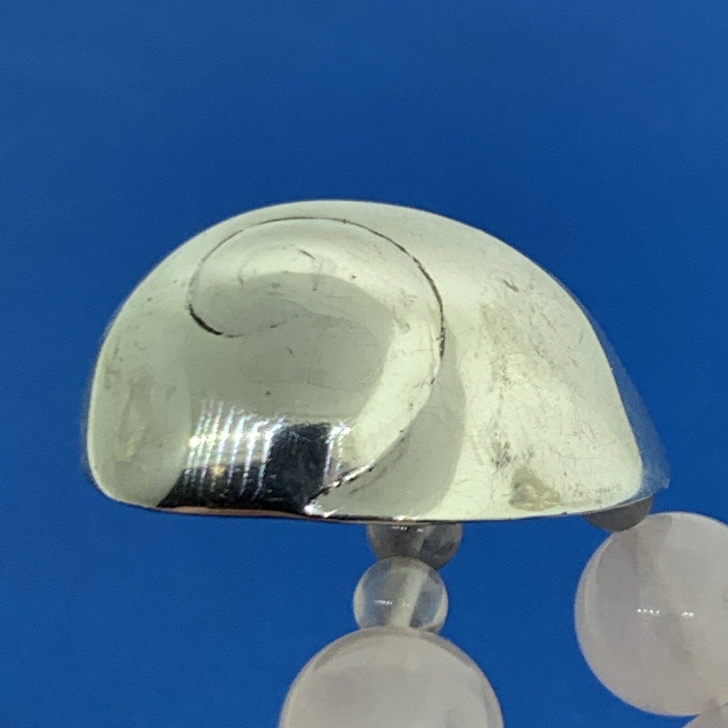 Mignon Faget 925 Sterling Silver Rose Quartz Jasper Moon Snail Beaded Necklace