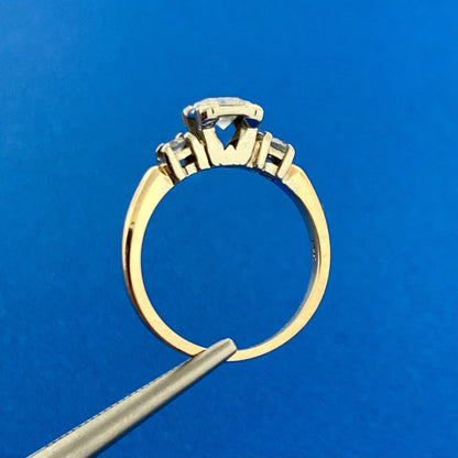 Vintage 14k Yellow Gold Round Cut Diamond Wedding Band Set Ring Size 4.75