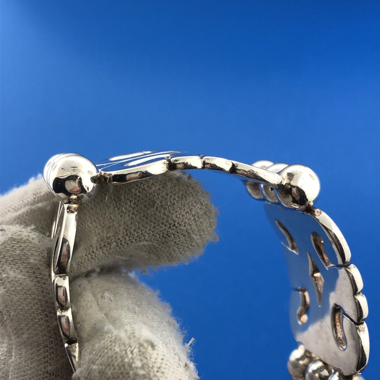 Vintage ATI Mexico Sterling Silver 925 Modernist Artisan Hinged Panel Bracelet