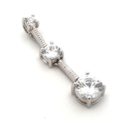 Designer J 925 Sterling Silver Round Cubic Zirconia CZ Trio Graduated Pendant