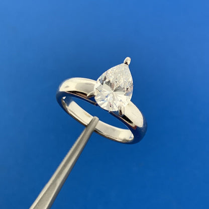 Designer SW Sterling Silver 1.5tcw CZ Cubic Zirconia Pear Engagement Style Ring