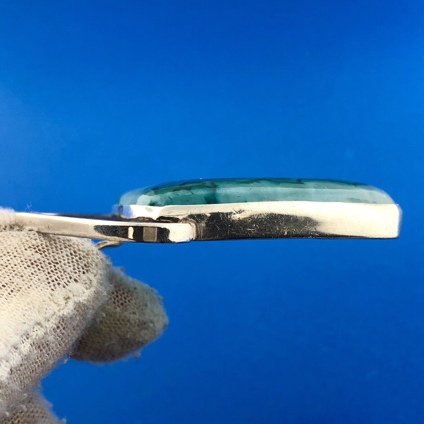 Stunning Sterling Silver 925 Blue Green Druzy Quartz Modernist Statement Pendant