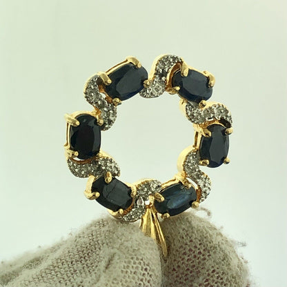 Estate 925 Sterling Silver Vermeil Two Tone Sapphire September Infinity Pendant