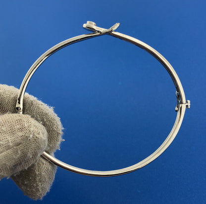 Designer Sterling Silver 925 Diamond Hook On Bangle Buckle Cuff Bracelet