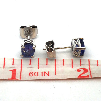 925 Sterling Silver Solitaire Oval Tanzanite Every Day Stud Earrings