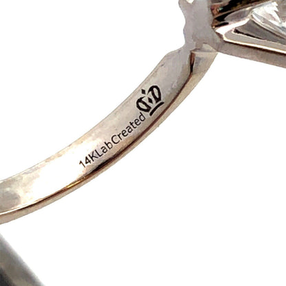 Designer 14K White Gold Marquise Lab Created Diamond Solitaire Engagement Ring