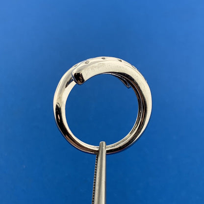 Designer 925 Sterling Silver Diamond Modernist Double Bypass Band Ring