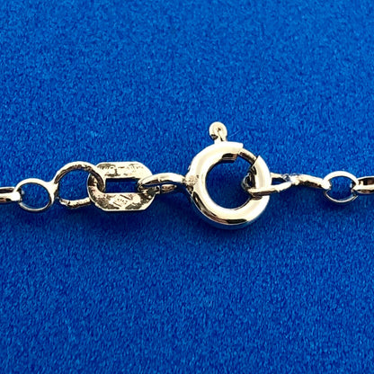 Stunning Sterling Silver 925 Cabochon Turquoise 18" Oval Link Pendant Necklace