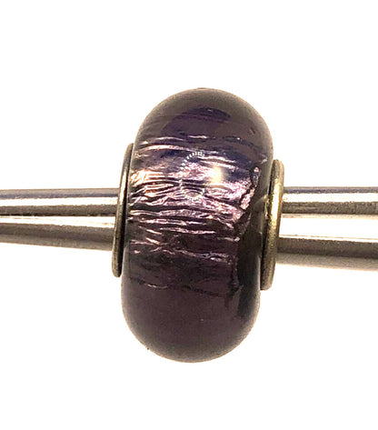 Purple 925 Sterling Silver Glass Slide Bracelet Bead Charm