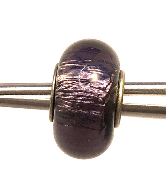 Purple 925 Sterling Silver Glass Slide Bracelet Bead Charm
