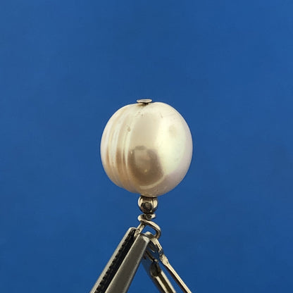Lovely Sterling Silver White Pearl Bridal June Anniversary Drop Dangle Earrings