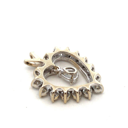 14K White Gold Round Pear Diamond Dangle Heart Anniversary Pendant