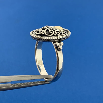 Designer BA Suarti 18K Gold Sterling Silver 925 Filigree Cocktail Ring