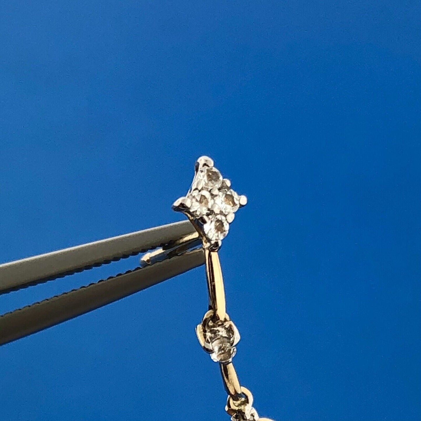 Gorgeous 14k Yellow Gold Cushion Amethyst Quartz Diamond Dangle Stud Earrings