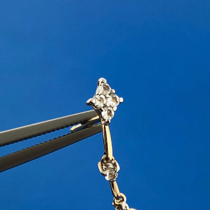 Gorgeous 14k Yellow Gold Cushion Amethyst Quartz Diamond Dangle Stud Earrings