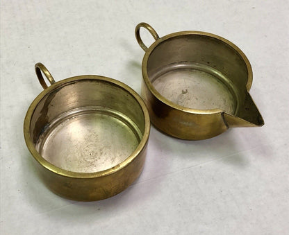Hecho En Mexico Polished Finish Brass Teapot W/Lid Coffee Urn Creamer Sugar Set