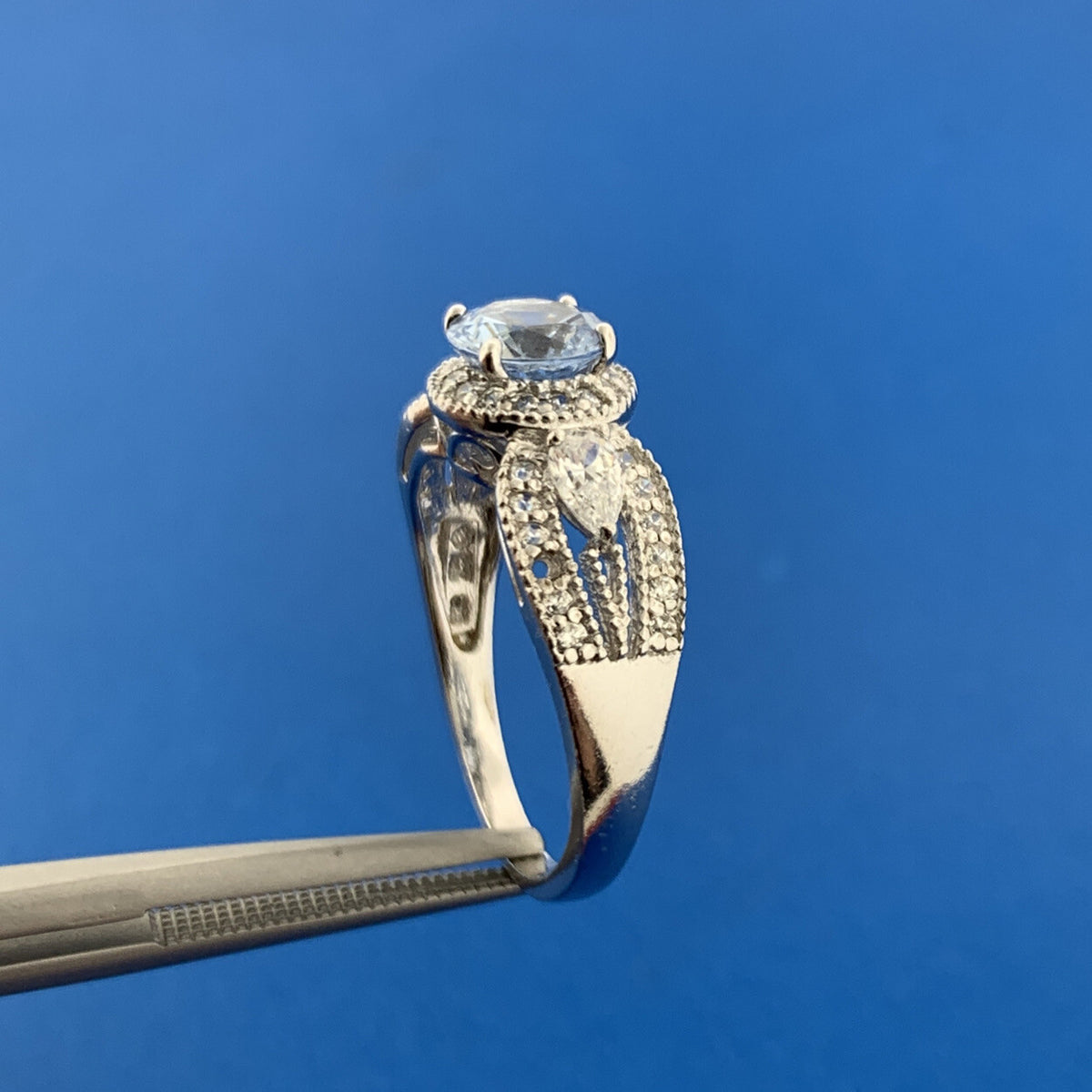 Silpada Sterling Silver Iolite Solitaire Cubic Zirconia Accented Statement Ring