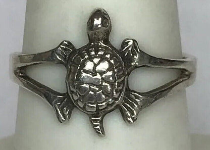Vintage Sterling Silver 925 Textured Turtle Sea Turtle Open Work Fashion Ring
