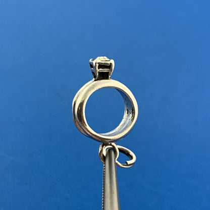 Designer 925 Sterling Silver Cubic Zirconia CZ Engagement Ring Dangle Charm