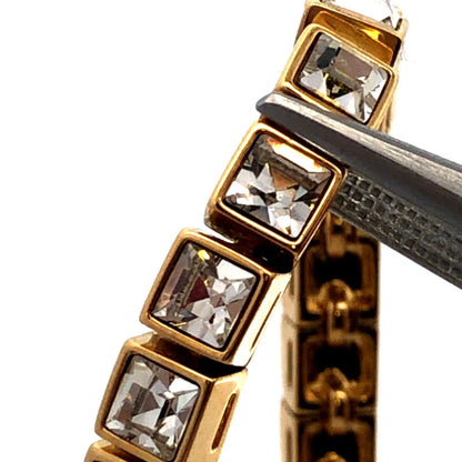 Swarovski Gold Tone Princess Cut Clear Crystal Statement Tennis Bracelet