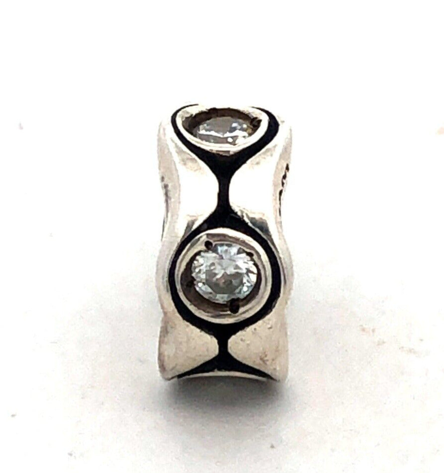 CHAMILIA Sterling Silver Round Cubic Zirconia CZ Retro Wave Slide Bracelet Charm